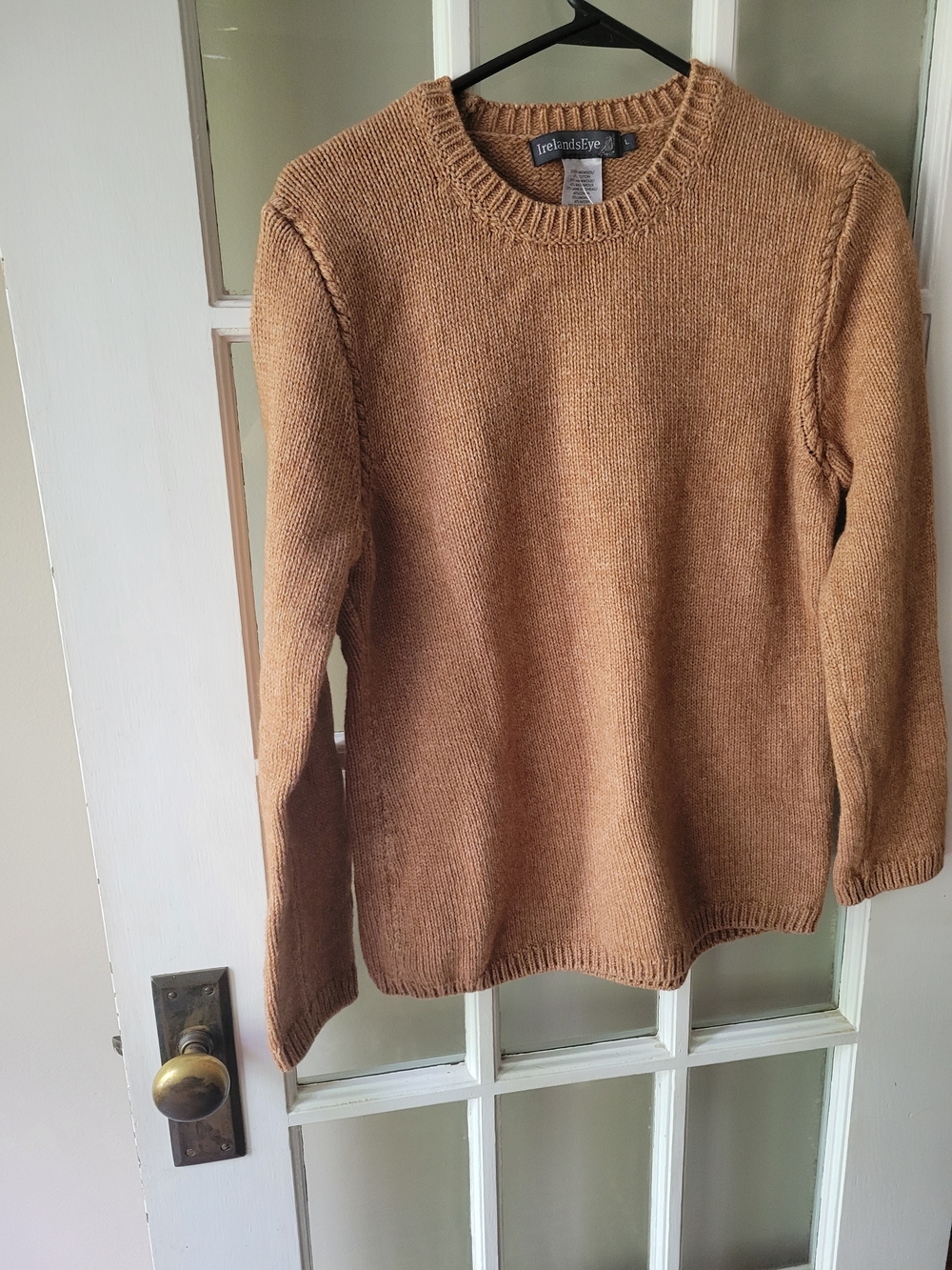 Irelands Eye Women's Lambswool Blend Tan/brown Round Neck Pullover Sweater - Picture 4 of 15